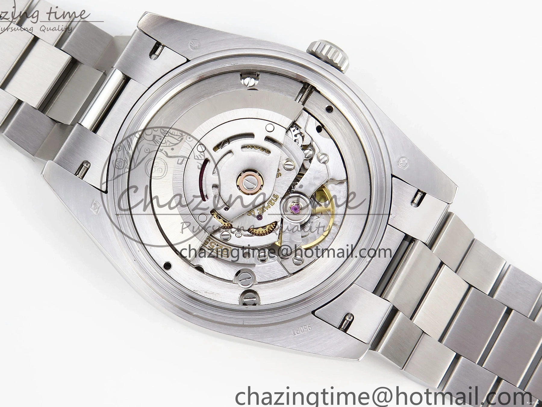 MiroTime 0523 QuickDry DayDate 40 SS GSF Gain Weight Blue Roman Dial Diamonds Bezel on President Bracelet A 1917